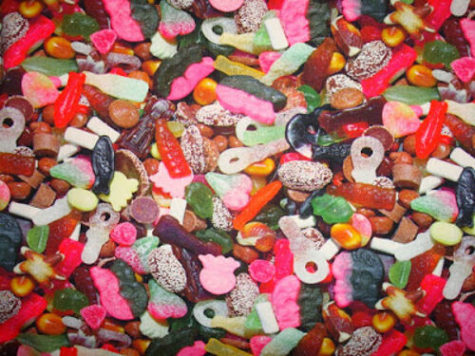 Look at the mixed candy treats.